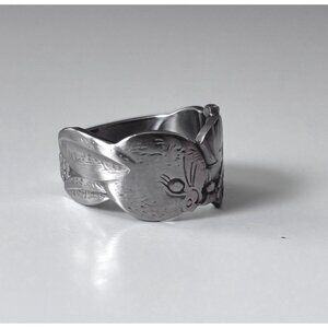 Peter Rabbit Handmade Vintage Spoon Ring - Size 10 Oneida Community Silverware